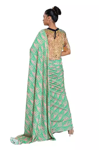Digital Shibori Saree With Holographic Sequin Blouse