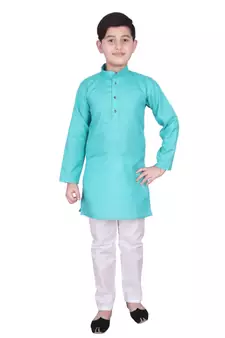 FRZ Self Design Cotton Boys Kurta Pajama Set
