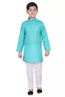 FRZ Self Design Cotton Boys Kurta Pajama Set