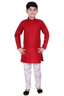 MR Self Design Cotton Boys Kurta Pajama Set