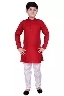 MR Self Design Cotton Boys Kurta Pajama Set
