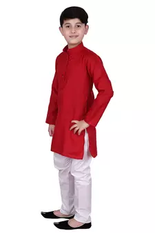 MR Self Design Cotton Boys Kurta Pajama Set