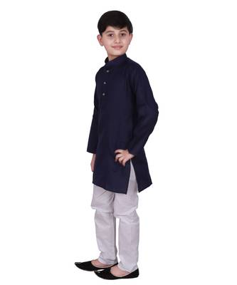 NBLUE Self Design Cotton Boys Kurta Pajama Set 1