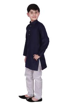 NBLUE Self Design Cotton Boys Kurta Pajama Set