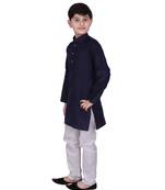 NBLUE Self Design Cotton Boys Kurta Pajama Set