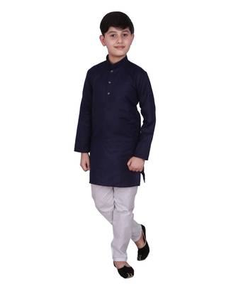 NBLUE Self Design Cotton Boys Kurta Pajama Set 4