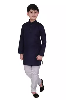 NBLUE Self Design Cotton Boys Kurta Pajama Set