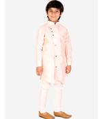 Orange Solid Silk Boys Kurta Pajama Set