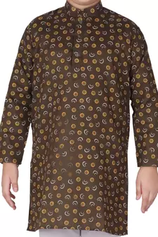 Green Printed Cotton Boys Kurta Pajama Set