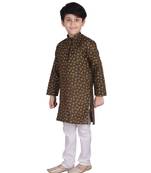 Green Printed Cotton Boys Kurta Pajama Set