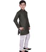 Green Printed Cotton Boys Kurta Pajama Set