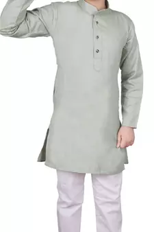 Green Self Design Cotton Boys Kurta Pajama Set
