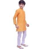 Yellow Printed Cotton Boys Kurta Pajama Set