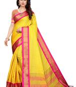 Yellow printed uppada silk saree with blouse