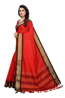 Red printed uppada silk saree with blouse