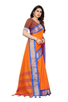 Mustard printed uppada silk saree with blouse 3