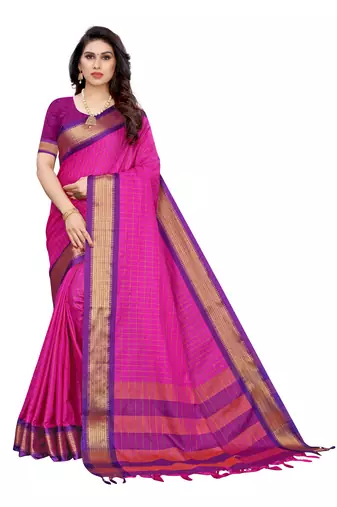 Pink printed uppada silk saree with blouse