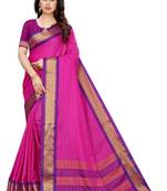 Pink printed uppada silk saree with blouse