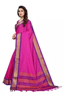 Pink printed uppada silk saree with blouse
