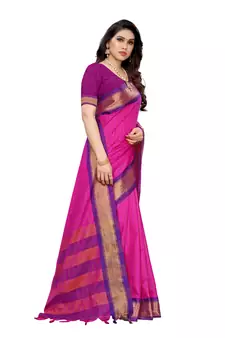 Pink printed uppada silk saree with blouse