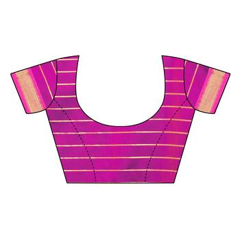 Pink printed uppada silk saree with blouse 4