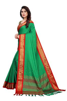 Green printed uppada silk saree with blouse 2
