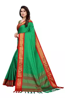 Green printed uppada silk saree with blouse