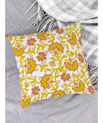HOUZZCODE DESIGNER CUSHION COVERS Floral 1 yellow 16x16 set of 2 2