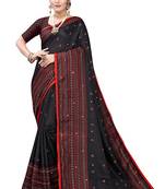 Black Printed Jute Saree With Blouse