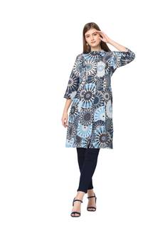 Blue Psychedlic Print Kurta