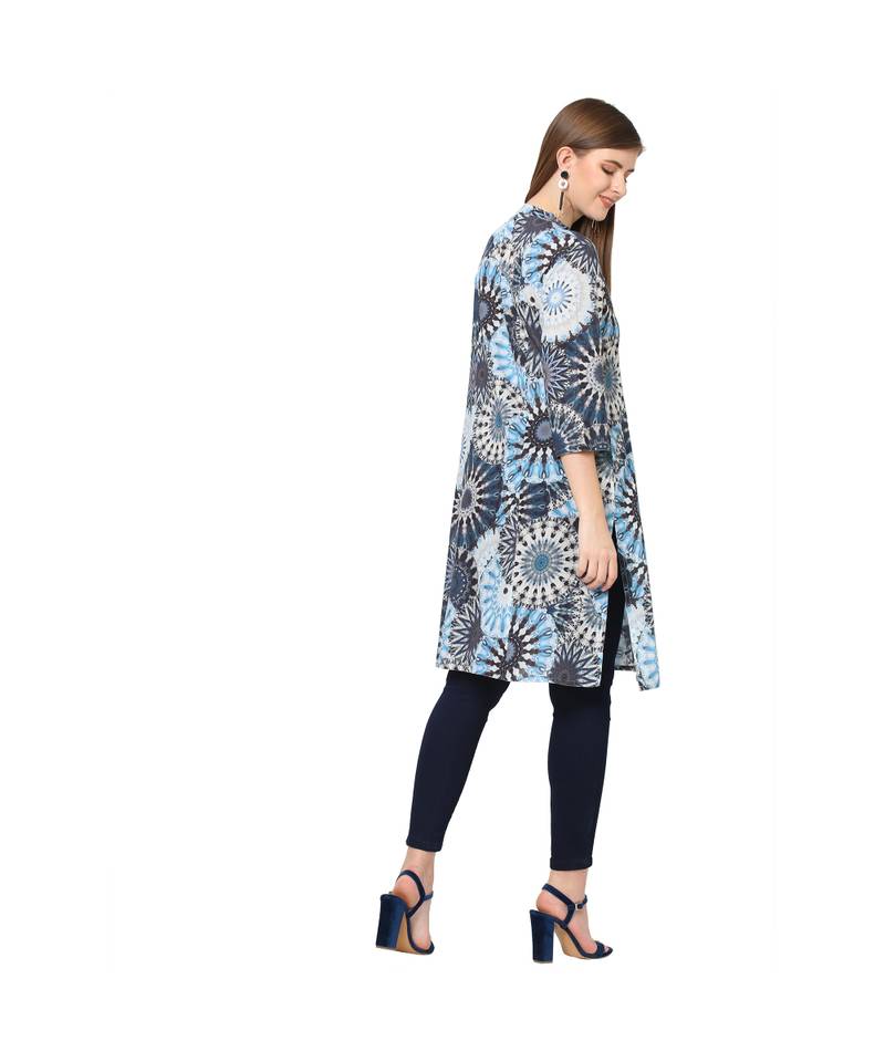 Blue Psychedlic Print Kurta