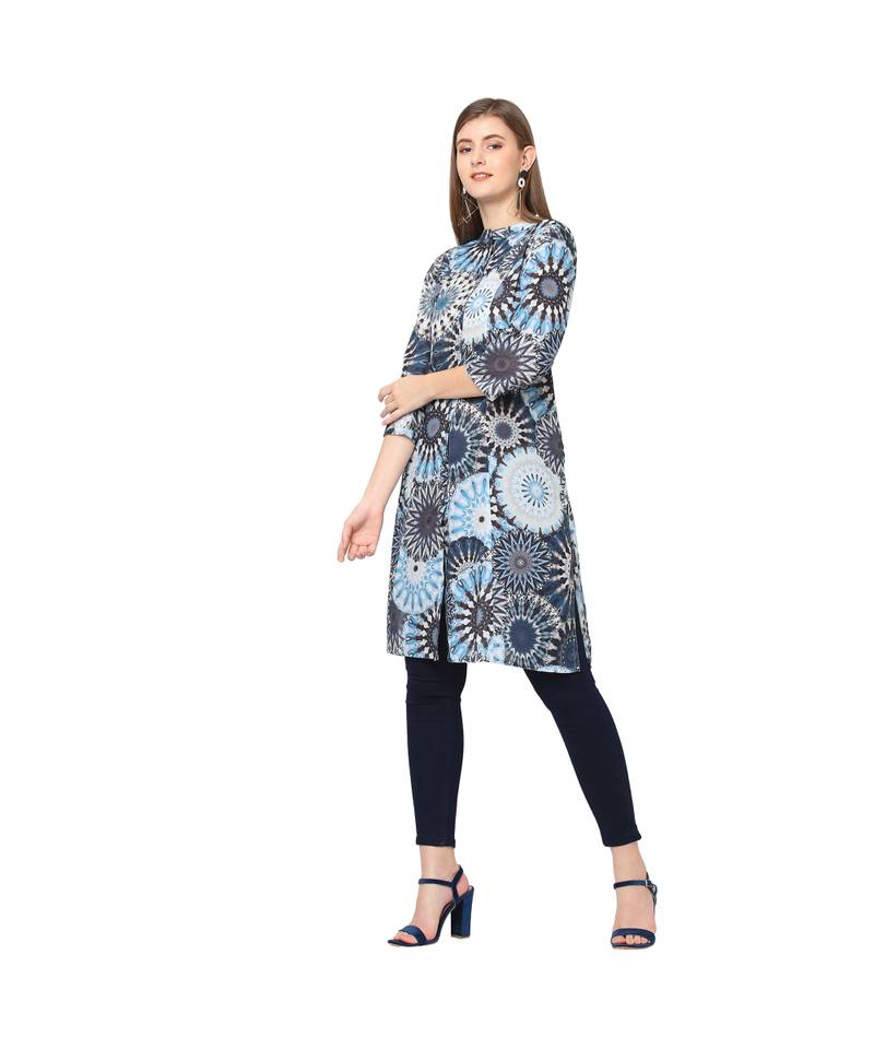 Blue Psychedlic Print Kurta
