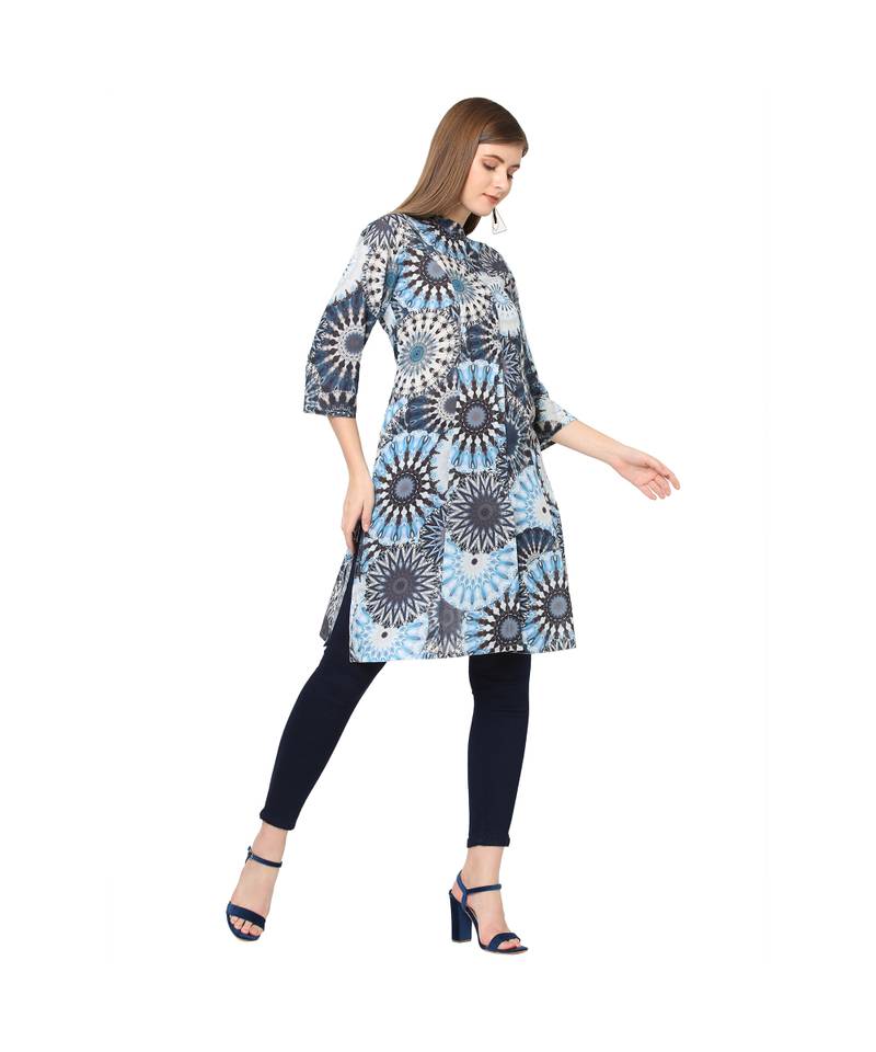 Blue Psychedlic Print Kurta