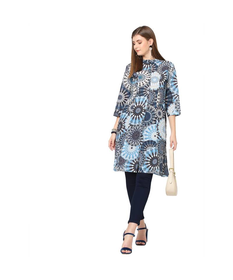 Blue Psychedlic Print Kurta