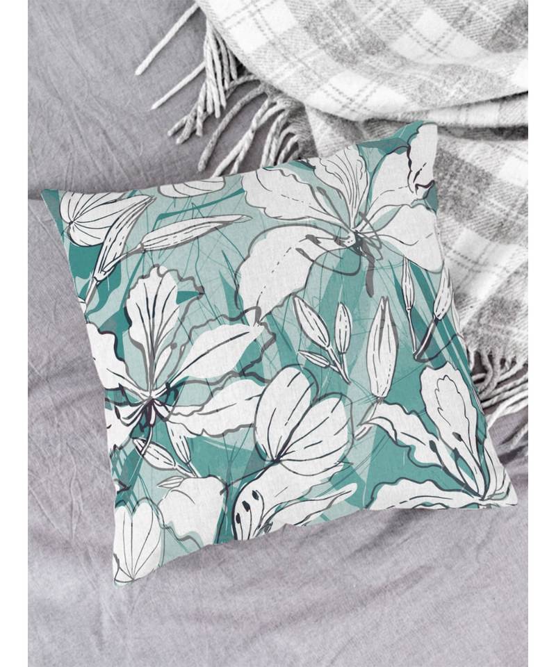HOUZZCODE DESIGNER CUSHION COVERS floral 3 greyish blue 16x16 set of 5