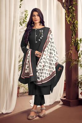 Black embroidered cotton salwar 1