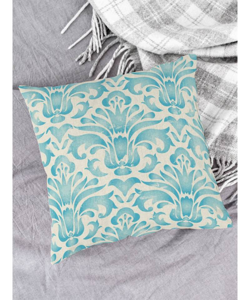 HOUZZCODE DESIGNER CUSHION COVERS Seamless Vintage Damask sky blue 16x16 set of 5