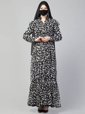 Modest and Pretty Dress Made In Printed Chiffon 2