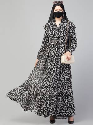 Modest and Pretty Dress Made In Printed Chiffon 3