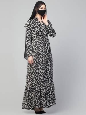 Modest and Pretty Dress Made In Printed Chiffon 4