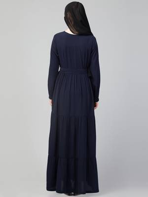Beautiful Four Tiered Abaya With Frills  5