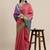 Dark pink woven cotton silk saree with blouse