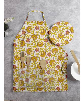 HOUZZCODE DESIGNER apron Floral 1 50x60cm yellow heavy satin 4