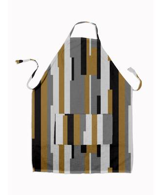HOUZZCODE DESIGNER apron irragular stripes 50x60cm black/yellow heavy satin 4