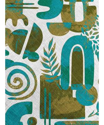 HOUZZCODE DESIGNER apron Lost World Print 50x60cm green heavy satin 1