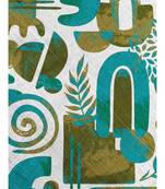 HOUZZCODE DESIGNER apron Lost World Print 50x60cm green heavy satin