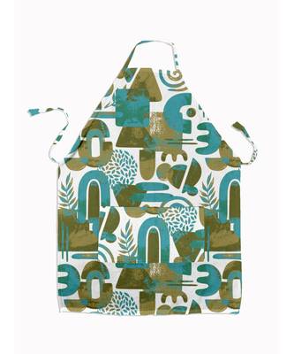 HOUZZCODE DESIGNER apron Lost World Print 50x60cm green heavy satin 4