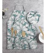 HOUZZCODE DESIGNER apron floral 3 50x60cm grey heavy satin