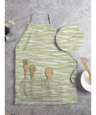 HOUZZCODE DESIGNER apron Green Waves 50x60cm light green heavy satin 2
