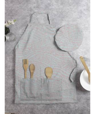 HOUZZCODE DESIGNER apron pattern print 3 50x60cm grey/red heavy satin 3